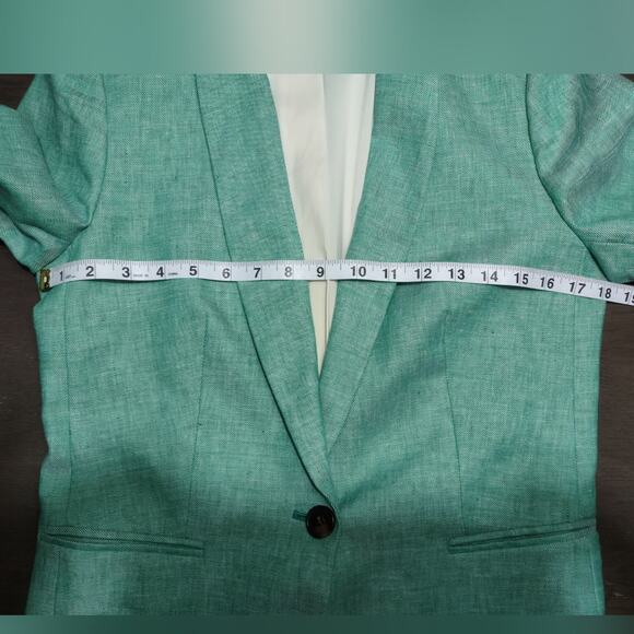 J. Crew Parke Blazer Stretch Linen Green Size 4 H9710 - Picture 5 of 13